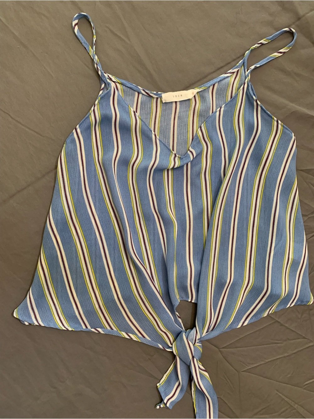 Lush Blue Striped Tie-Front Cami